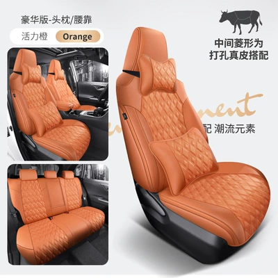 Modelə uyğun (Original) oturacaq örtükləri – all-inclusive special seat cover breathable - vibrant-orange-deluxe-edition-five-seats-diamond-shaped-nappa-leather-fully-surrounded-by-front-and-rear-rows