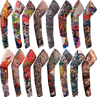 Outdoor Tattoo Sleeve Flower Arm Tattoo Riding Fishing Sun Protection Sleeve Men's and Women's Ice Cool Arm Protector Printable logo