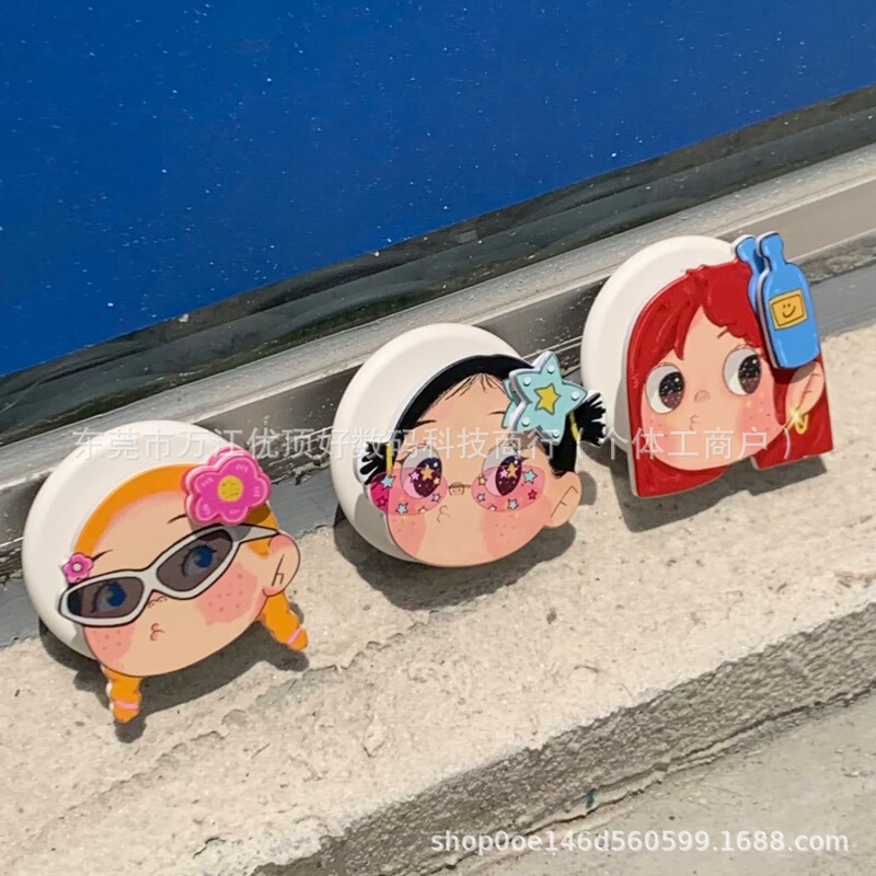 Rotating Cartoon Little Jade Girl Design Magsafe Magnetic Stand with Strong Adsorption Force, Extendable Desktop Airbag for Women