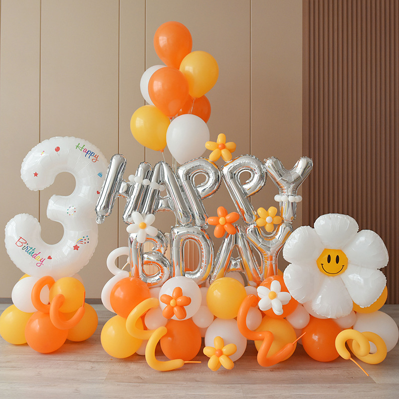 Ins-style Xiaohongshu Baby Birthday Digital Balloon Column for Boys and Girls, Children's Party Decoration and Scene Setup
