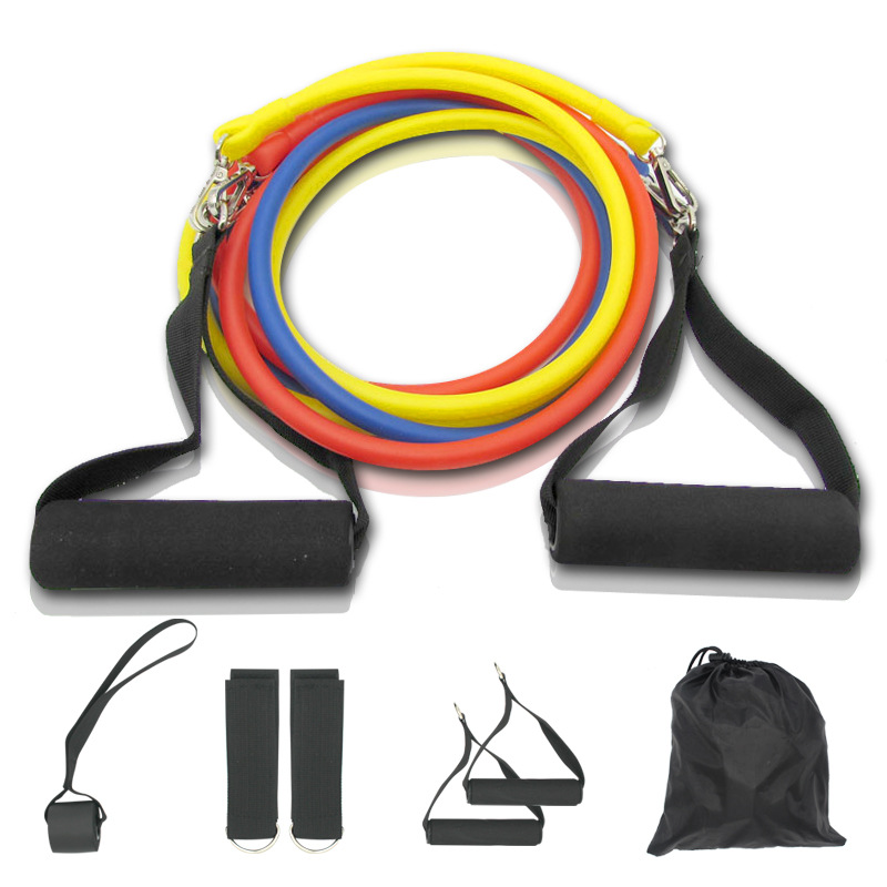 Banda de resistencia doméstica de cuerda de tracción de fitness de 11 piezas Dispositivo de tracción de entrenamiento de combinación muscular TPE de 100 libras entrega de una sola pieza