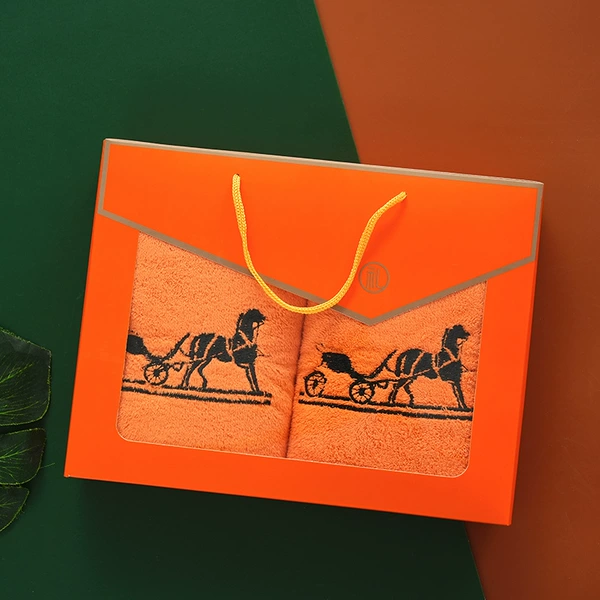 Coral velvet towel, gift box