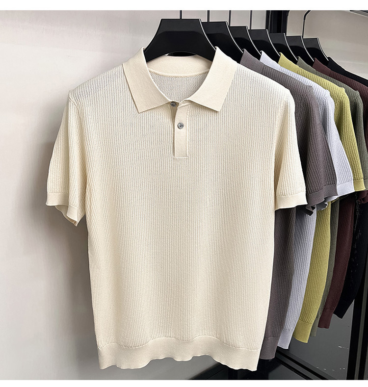 Men's High End Modal Breathable Cooling Collar Polo Shirt New Summer Short Sleeve Knitted T-Shirt Comfortable Fashion Top_viptrois.com