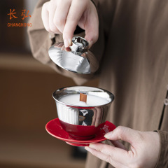 長弘中国式レトロ陶磁器蓋碗ろうそく杯銀色蓋碗ろうそく装飾品小衆香薫ろうそく杯