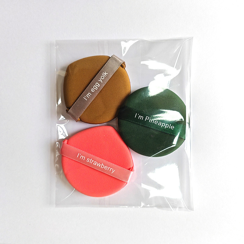 Almohadilla de aire Puff de belleza Puff de huevo seco y húmedo, pastel de yema de huevo disponible de doble cara, pastel de piña, soplo de maquillaje seco y húmedo
