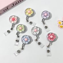 跨境花朵易拉扣可伸缩背夹工作证耐用防丢医生护士胸牌自动回弹扣