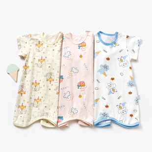 Baby Pajamas Summer Thin Men's and Women's Baby Short-Sleeved One-Piece Home Children's Air-Conditioned Pajamas Anti-Kick Nightgown Wholesale