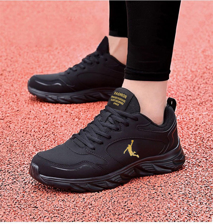 Giày nam kiểu sneaker cổ thấp lót lông giữ ấm, mặt da tổng hợp chống thấm, đế dày chống trượt, nhẹ, phù hợp mùa đông — 2 - Giày trắng, 2 - Giày đen, 2 Hắc Kim (đơn giày không thêm nhung), 2-1 Màu đen chi tiết 11