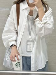 白色防晒衬衫薄外套女早秋2025新款衬衣宽松法式外穿长袖气质上衣