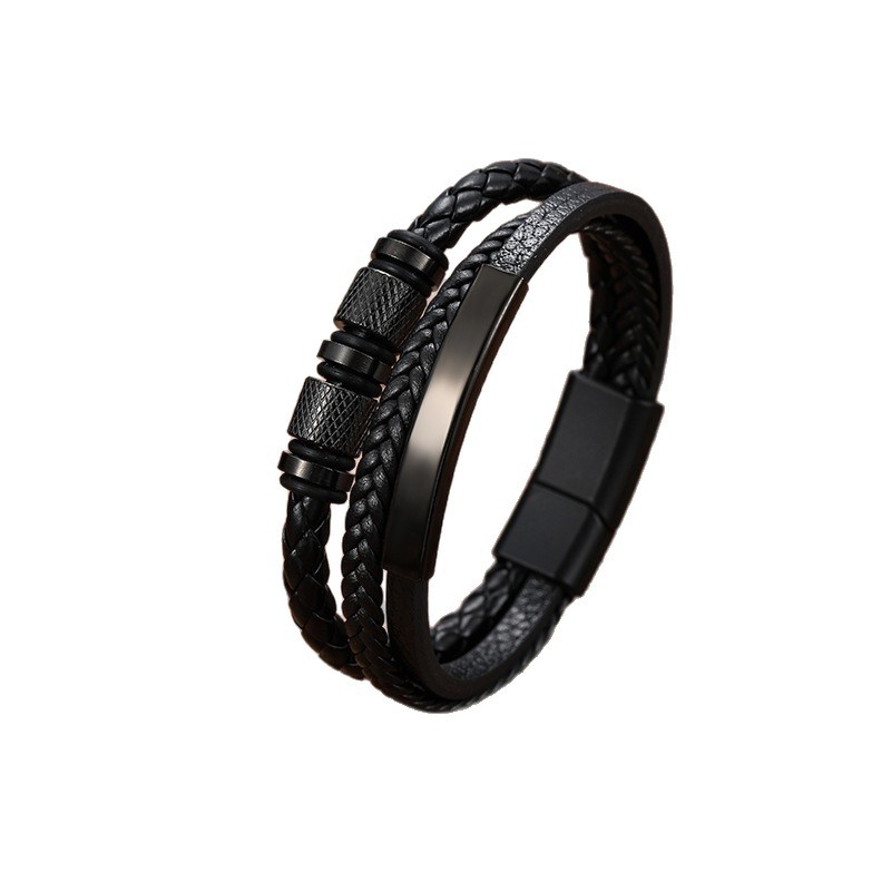 Men’s Braided Leather Bracelet Waterproof And Hypoallergenic_voghion.com