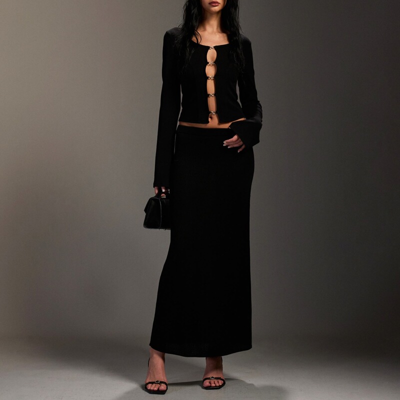 [Same Style as Naza] Smfk Infinite Loop Slim Fit Flared Sleeve Knitted Cardigan New Autumn Style