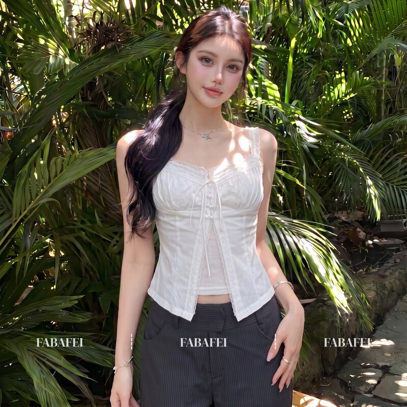 Original design! Embroidered white hollow lace camisole for women, summer sleeveless sweet girl top Original design! Embroidered white hollow lace camisole for women, summer sleeveless sweet girl top
