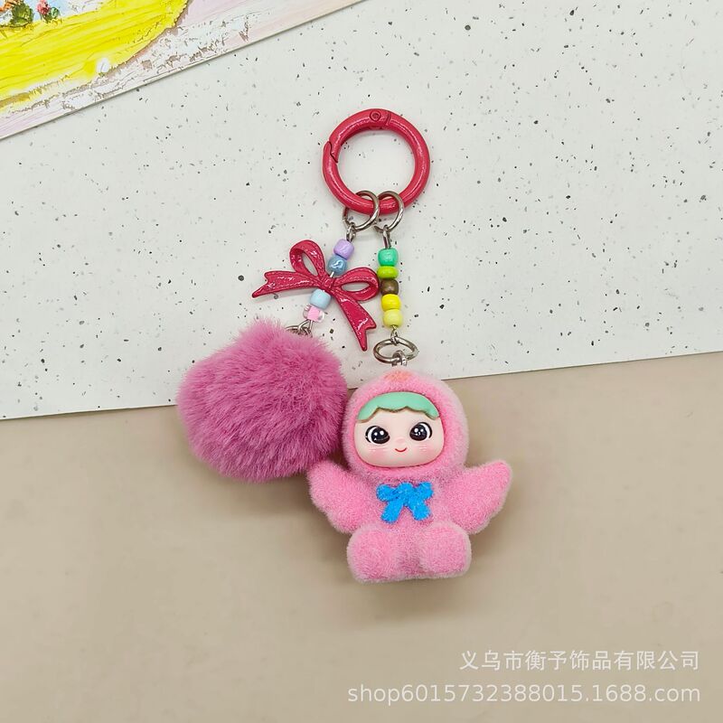 创意爆火植绒花丛小妖钥匙扣挂件可爱包包挂饰汽车车载小配饰批发|undefined