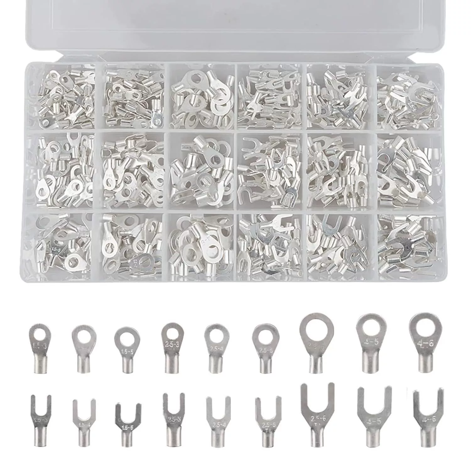 Kuosbiu 420Pcs Ring Fork Crimp Terminal Kit Non-Insulated U-