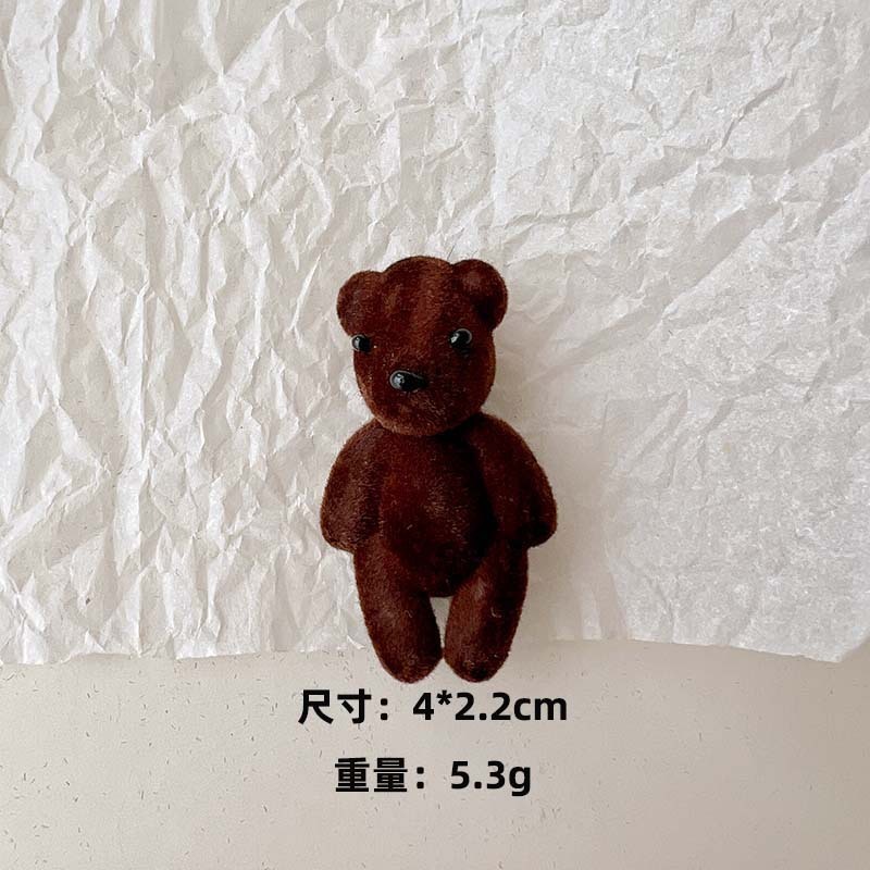 可爱百搭卡通毛绒植绒小熊diy亚克力配件耳饰发夹手机壳材料批发|undefined