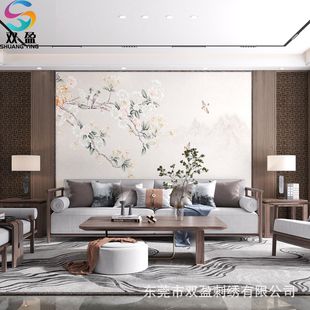 Three-dimensional rope embroidery bead embroidery imitation silk embroidery mural hard bag landscape national tide carved care-free integrated wall panel