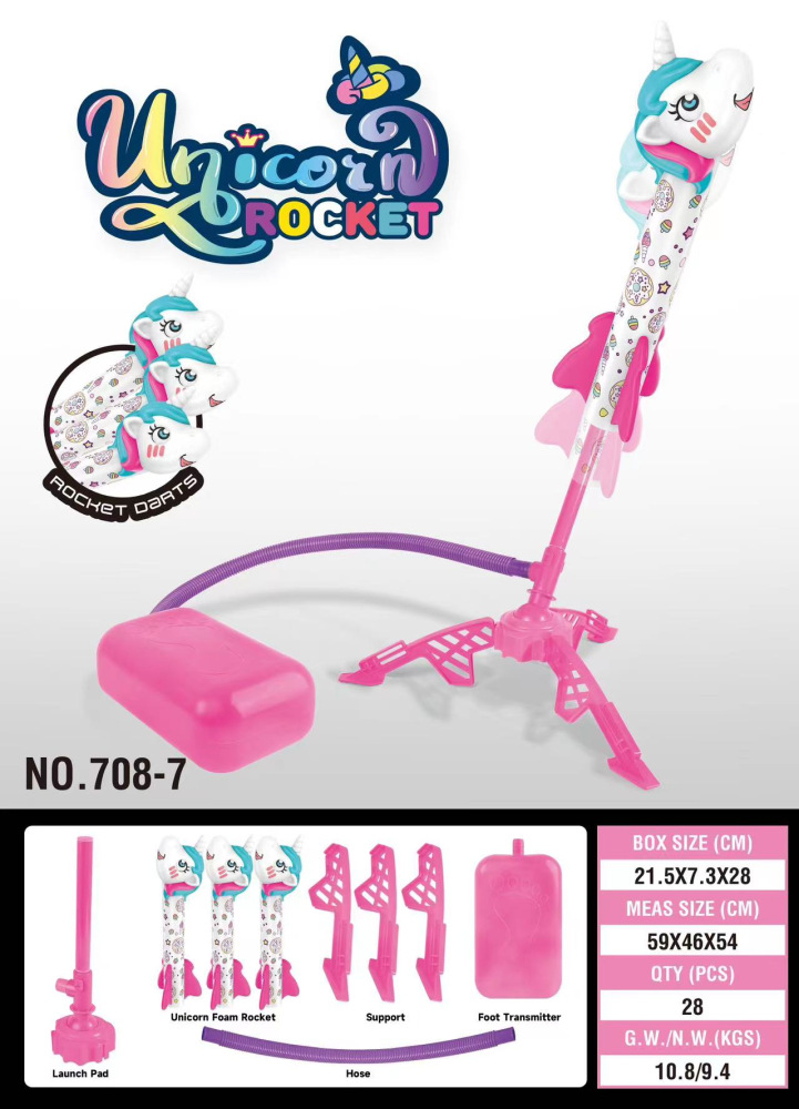 Unicornio transfronterizo volador dinosaurio cohetes cañón pie lanzador de cohetes al aire libre lanzamiento de cohetes juguetes de catapulta de vuelo