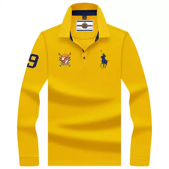 Alihu Men's Autumn New Solid Color In-Stock Embroidered Long Sleeve Fashion Slim Fit Business Polo Shirt Men's Shirt