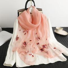 真絲手工繡花圍巾春秋新款桑蠶絲繡花絲巾氣質易搭裝飾披肩批發