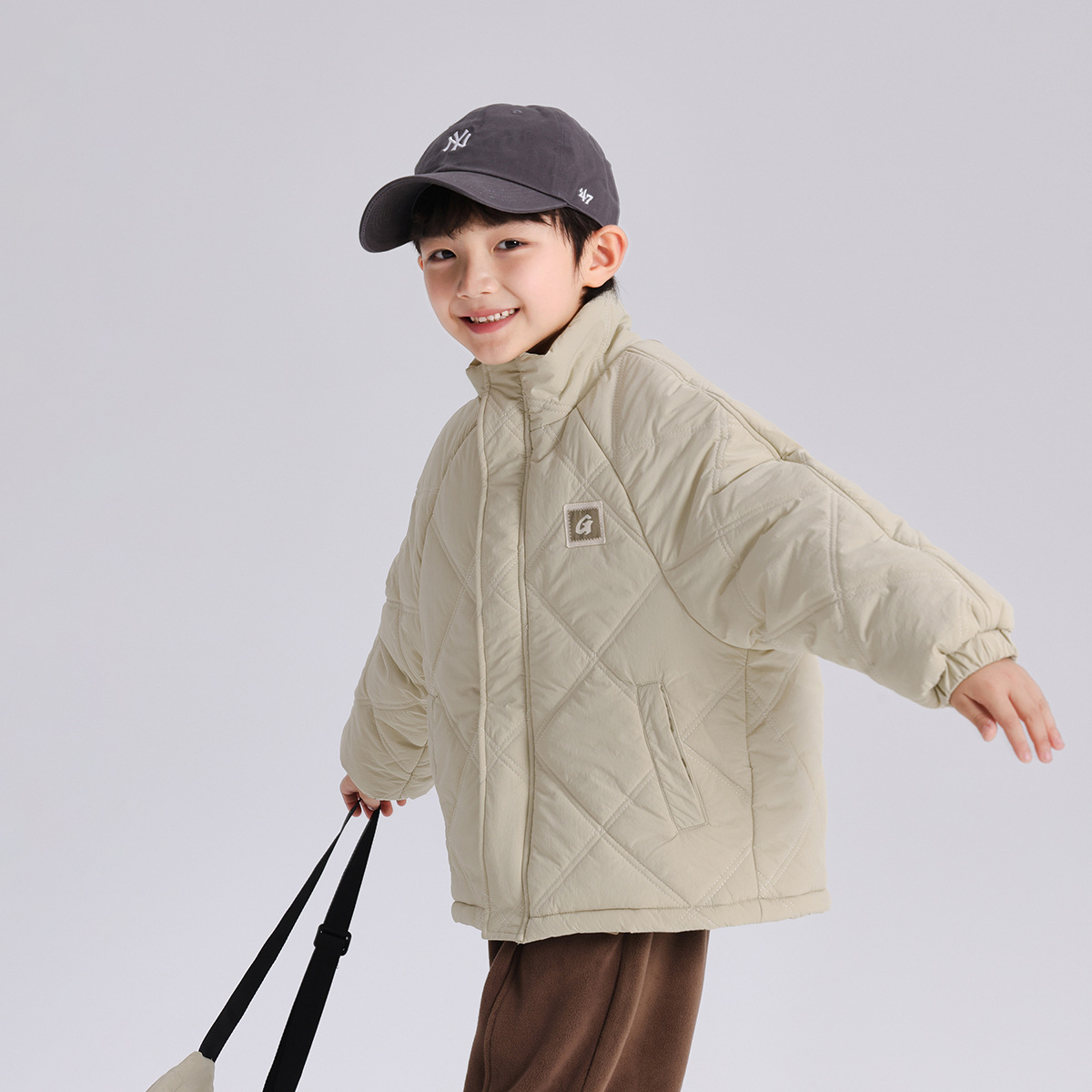 Autumn and Winter New Boys' Coat 2024 Autumn and Winter New Children's Simple All-match Collar Short Cotton-padded Jacket Warm