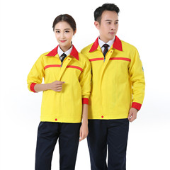 Single-layer anti-static workwear, long-sleeve unisex design with reflective strips—spring/autumn electrical worker safety clothing top plus overalls set, uniform style