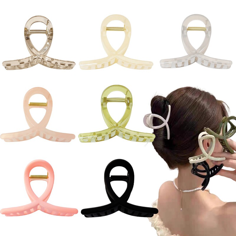 European and American Cross-border Explosions Simple High-end Sense Jelly Color Cross Grab Clip Women's Back of Head Hair Shark Clip Hair Accessories