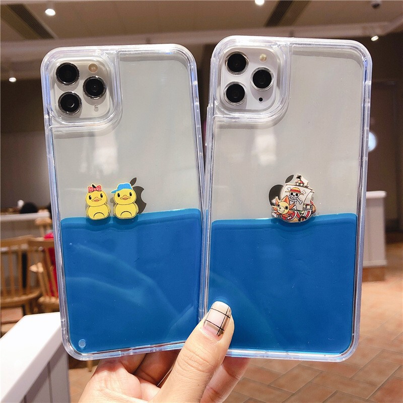 Little Yellow Duck Liquid Quicksand Suitable for Apple 17/16Pro Max Mobile Phone Case Iphone15 Cartoon 14 Protective Cover