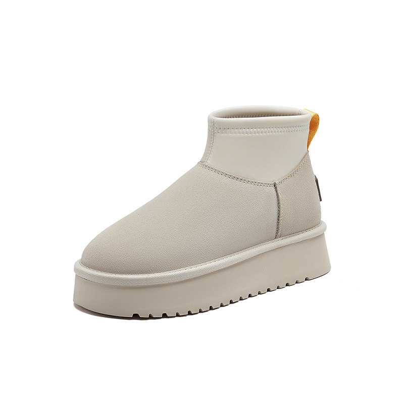 Botas de nieve para mujeres 2025 nuevas botas cortas de invierno de terciopelo gruesas, zapatos casuales de algodón de suela alta