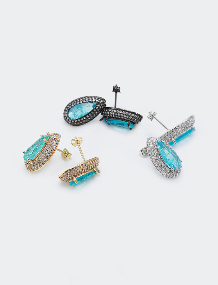Plating Design Wholesale Earrings Drip Rainbow Gradient Color Gold-plated Zircon Earrings