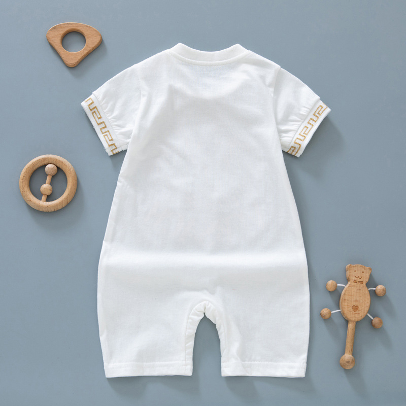 Ropa de verano para niños, ropa fina de manga corta, lindo mono de bebé de estilo occidental, mampara para niños recién nacidos, mampara de celebridades de Internet