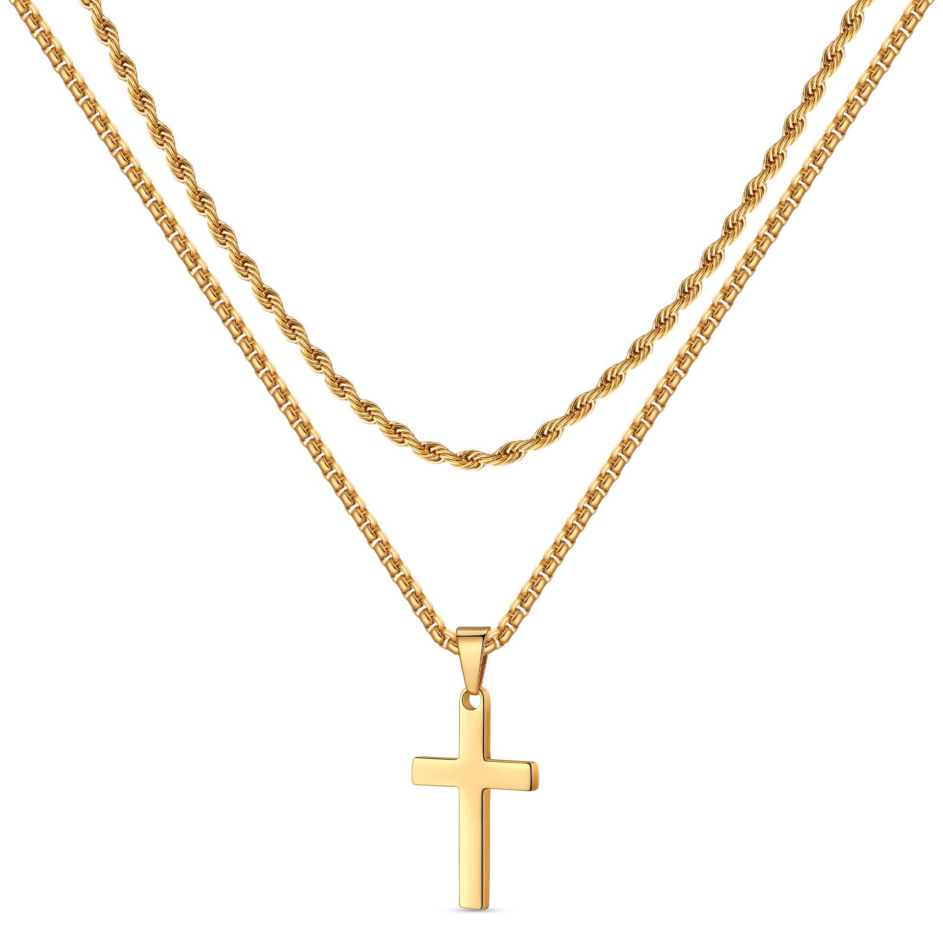 Collier pour homme en acier inoxydable avec pendentif croix_voghion.com