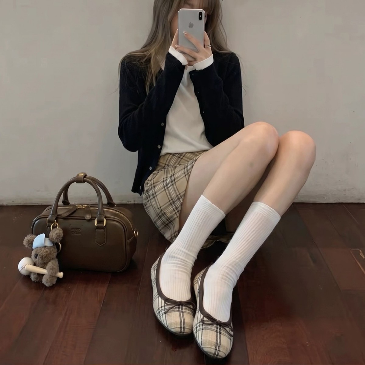 Retro shoes low-cut flat with bow