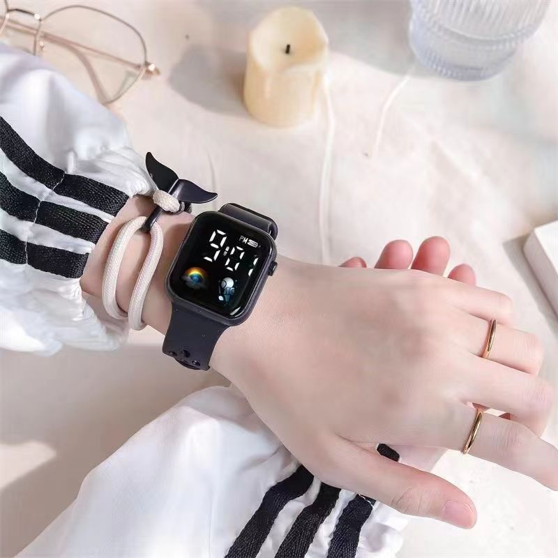 New LED electronic watch C1-7 rainbow spaceman Square  Sport Student children LED electronic watch_voghion.com