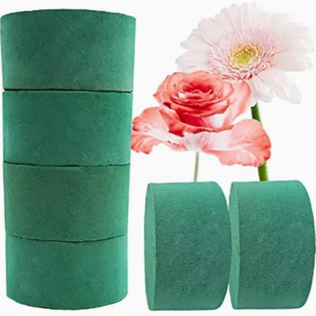 厂家批发圆形花泥包装材料干花泥加强型圆柱插花泥吸水强鲜花泥块