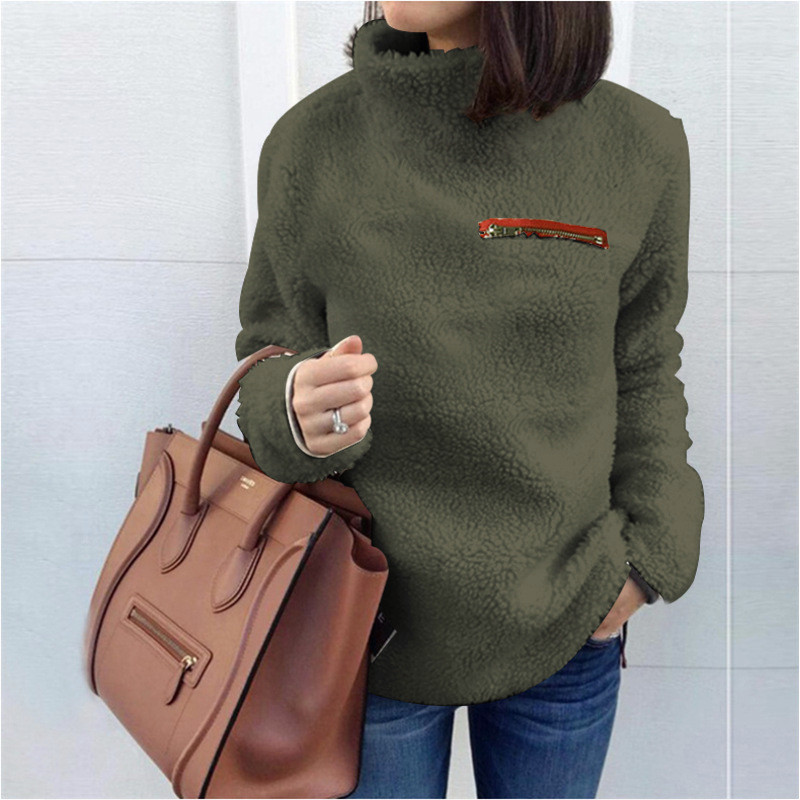 Foreign Trade Supply 2025 Herbst Neuer Pullover Europäische und amerikanische Damenmode Reißverschluss Stehkragen Top_voghion.com