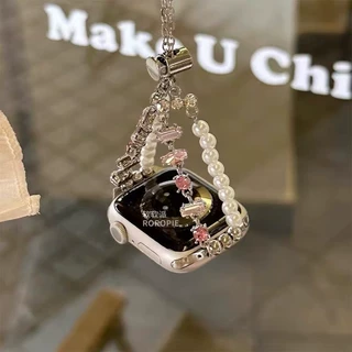 适用于苹果-华子金属珍珠手表带apple watchs10/9/8/SE/7/6/5/4/3