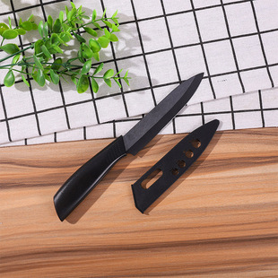 In stock 5-inch black blade ceramic fruit knife with knife cover kitchen vegetable cutter outdoor portable peeling knife suit