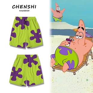 Patrick Star Style Men's Summer Loose Shorts Spongebob Casual Pants Couple Beach Vacation Shorts