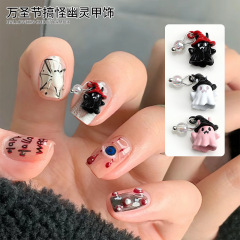 新品可爱いミニハロウィンおかしな鬼颜小さな幽霊ペンダントネイルアクセサリー可爱いl立体小さな幽霊