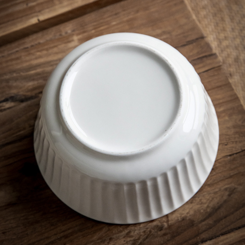 Tacos de fideos verticales de 6 pulgadas de cerámica en relieve, ensalada blanca, tazón de fideos de desayuno, exportación transfronteriza