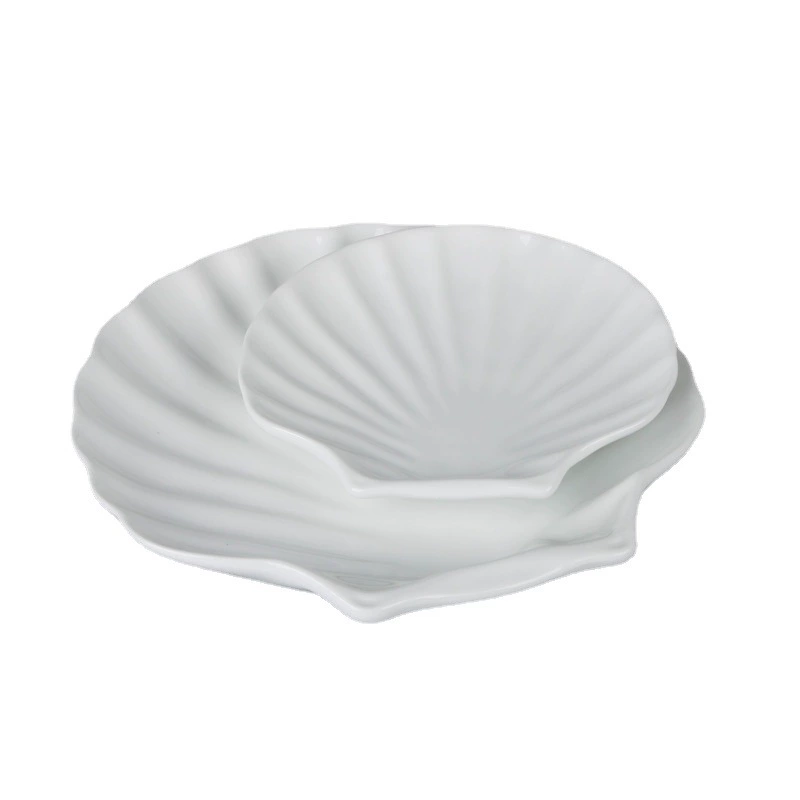 Wholesale hotel restaurant special-shaped plates, white porcelain shell plates, vegetable plates, snack plates, multiple sizes of plates to choose from