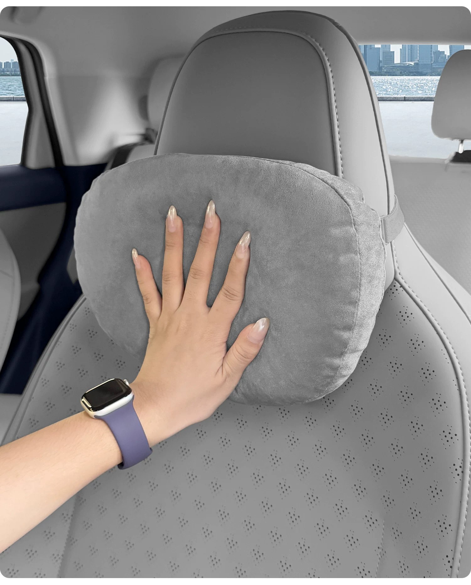 Suitable for 27 models of Leapmotor A05, suede headrest, neck support pillow, long-distance neck support pillow, lumbar pillow, memory foam lumbar cushion