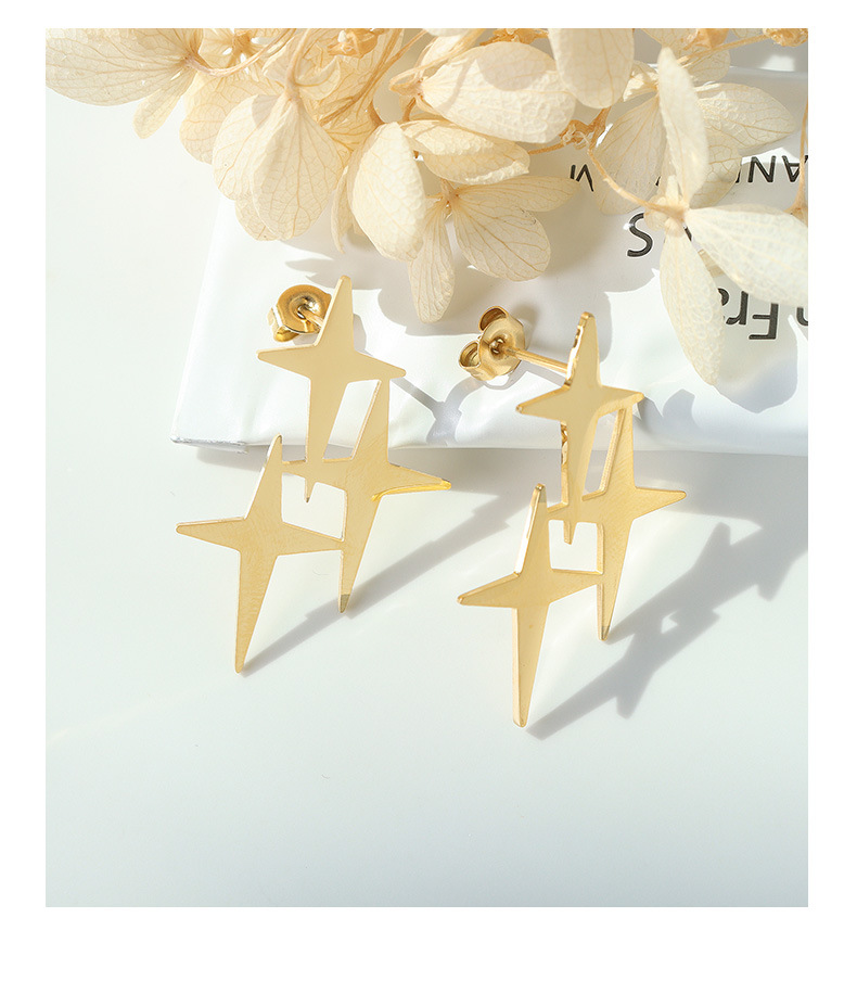 Einfache Übertriebene Kreuz Stern Titan Stahl Ohrringe display picture 3