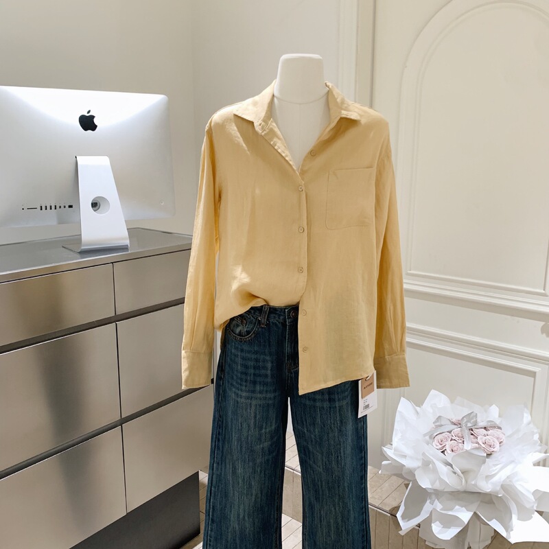 Yellow-Toned, Carefully Selected Soft Shades, Summer Sunshine Linen Shirt Yellow-Toned, Carefully Selected Soft Shades, Summer Sunshine Linen Shirt