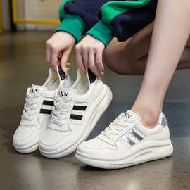 2026春季新款头层牛皮时尚百搭小白鞋女韩版休闲板鞋厚底耐磨女鞋