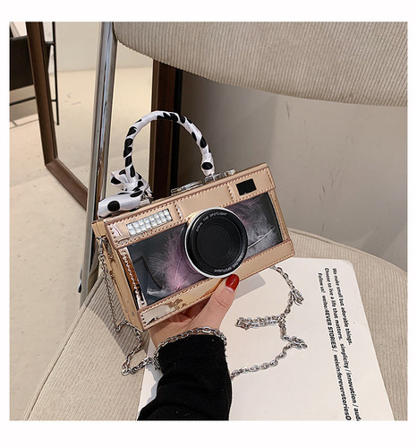  new style bags women's bags ribbon hand box camera bag ins Korean version trendy laser chain small square bag