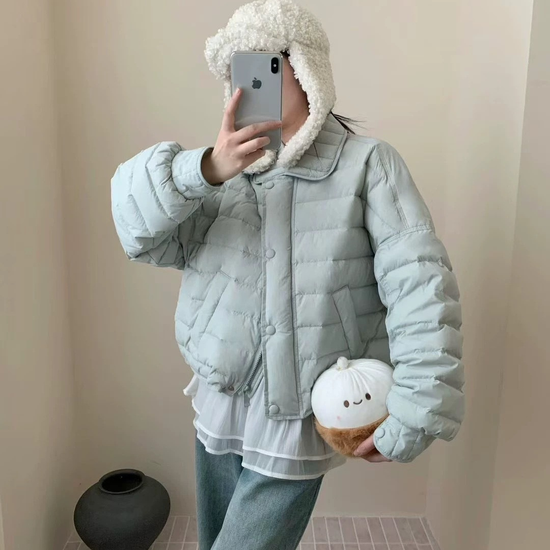 2025 New Winter Lapel down Jacket Women's Short Thin Loose Loose Slim Versatile Warm Jacket Multi-Color