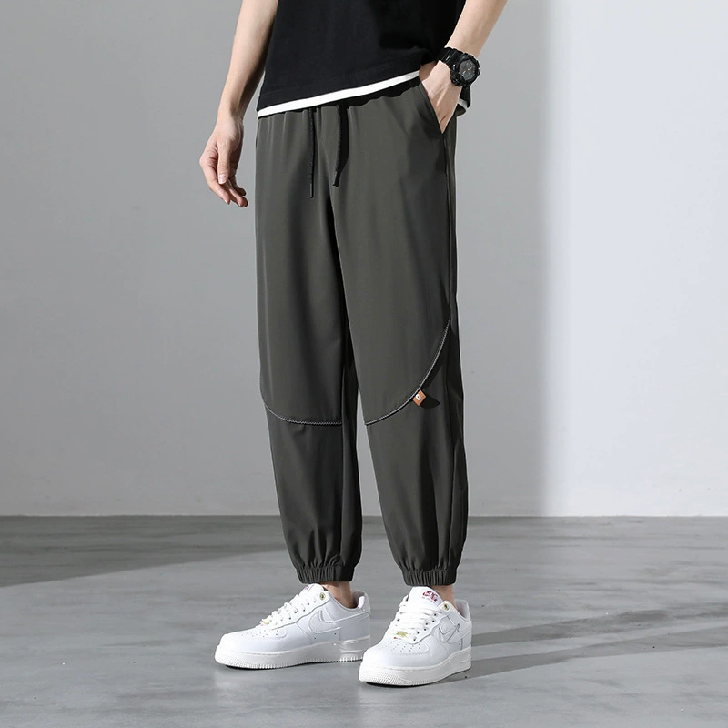 2023 весной мужской новый стиль большого размера ледяной шелк для ног повседневные спортивные штаны для увеличения жира