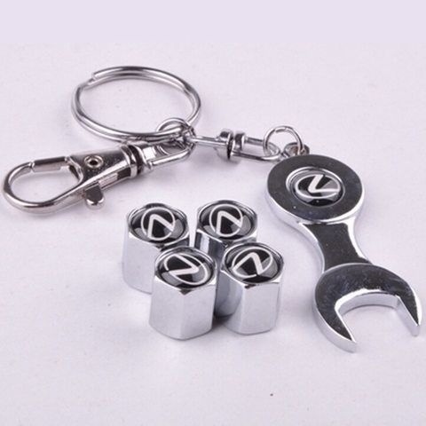 Tapa de Válvula de Neumático de Aluminio Universal con Llavero para Automóvil image 15