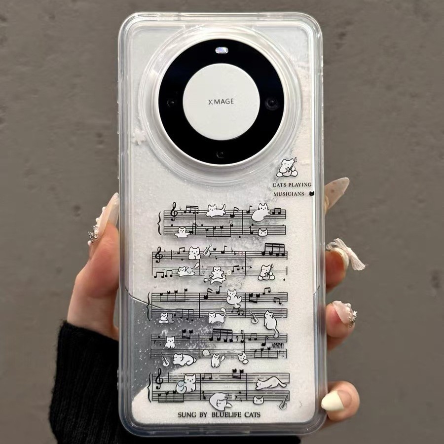 Notas de gato para iPhone16promax pareja Apple 15promax dibujos animados 14pro/13 funda suave